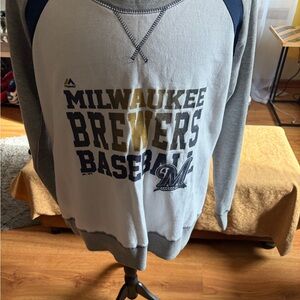 Majestic Gray and Navy Fan Fashion Sweatshirt